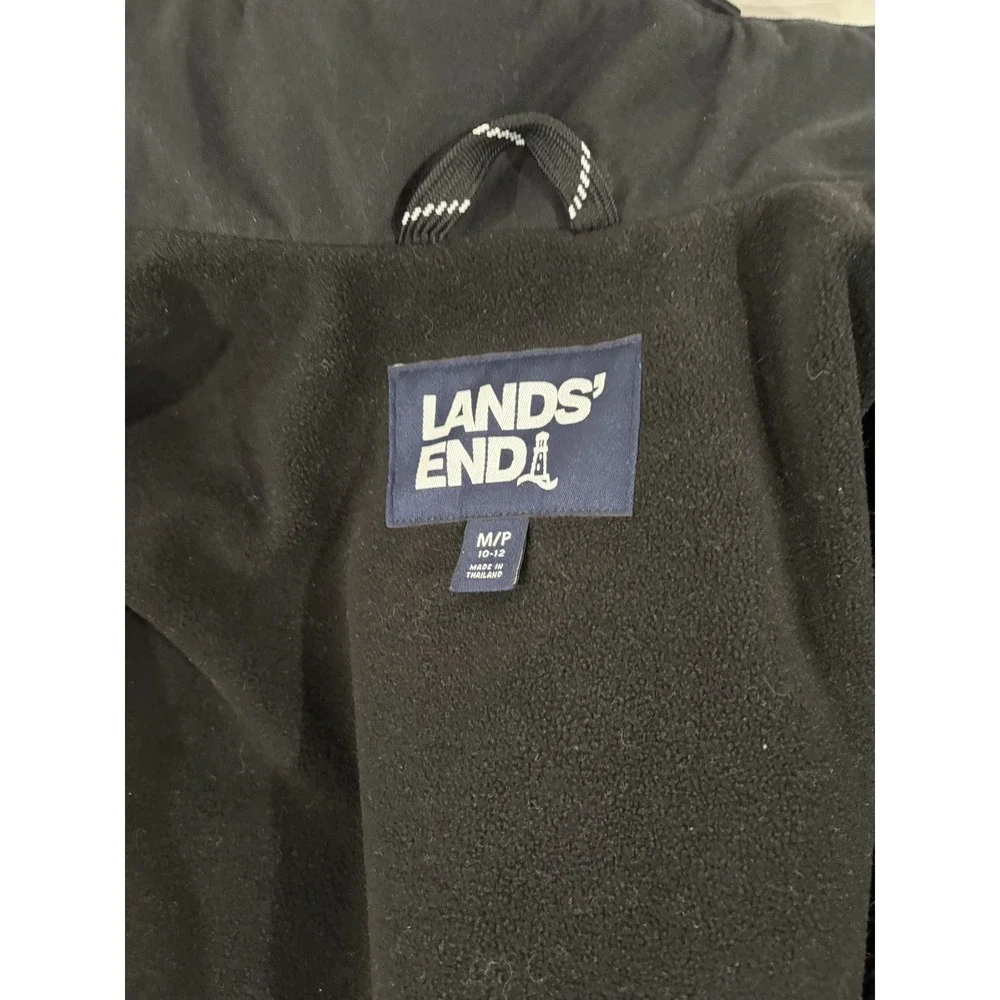 LANDS' END Squall Youth Parka Winter Coat w/ Hood Boys Size M 10-12 JACKET Black